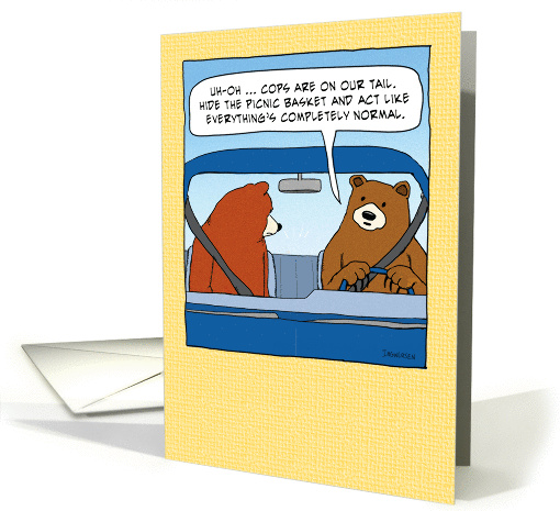 Funny Bear Getaway Birthday card (1400184)