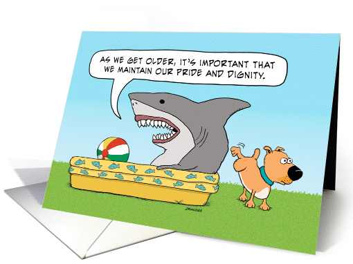 Funny Dog Peeing on Shark Birthday card (1400188)