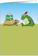 Cute Turtle and Frog Christmas card