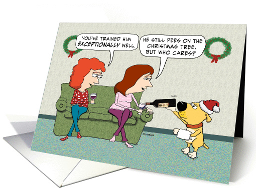 Funny Wine Serving Dog Christmas card (1453724)
