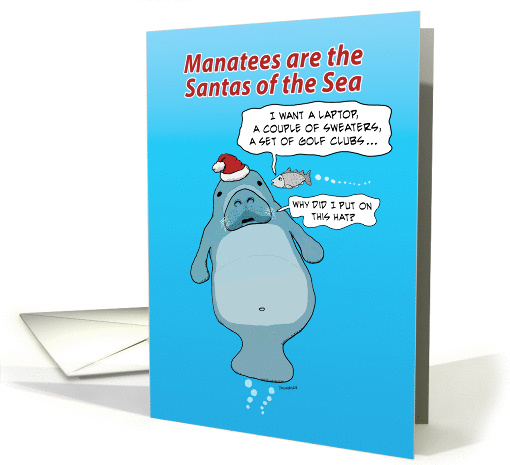Funny Manatee Claus Christmas card (1453726)