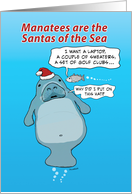 Funny Manatee Claus Christmas card