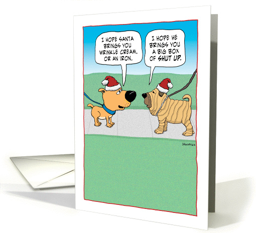Funny Wrinkly Dog Christmas card (1453730)