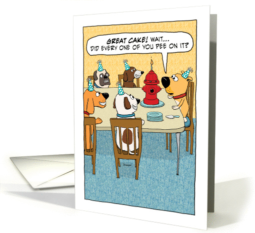 Funny Dog Gets Fire Hydrant Cake Birthday card (1453736)
