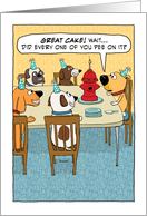 Funny Dog Gets Fire Hydrant Cake Birthday card