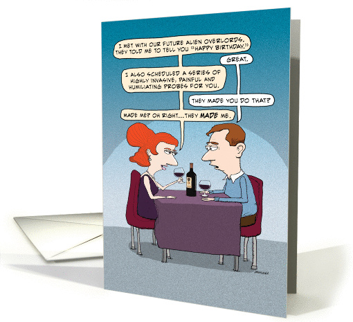 Funny Alien Probe Birthday card (1453740)