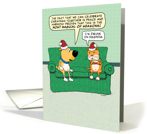 Funny Dog and Cat Harmony Christmas card (1457718)