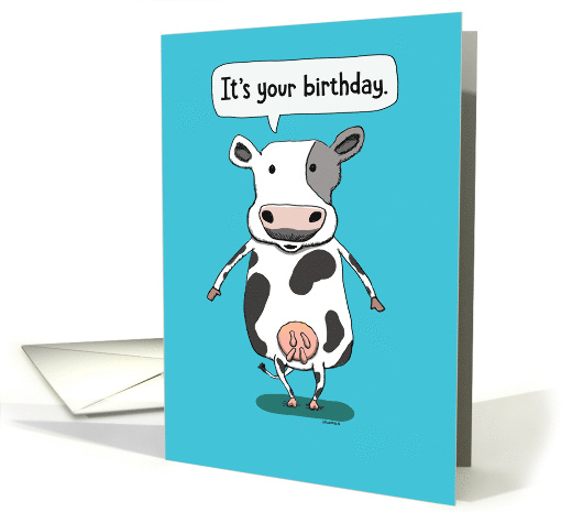 Cow Suggests Milking It Funny Birthday card (1512536)