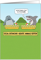 Social Distancing Manatee and Shark card