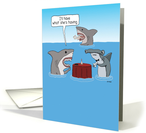 Funny Shark Restaurant Birthday card (1841244)