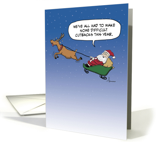 Christmas card: Santa cuts back card (286136)