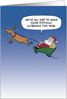 Christmas card: Santa cuts back card