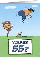 55th Birthday Kicks Your Butt card