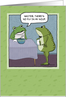 Funny birthday card: Unhappy frog card