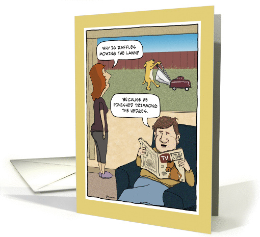 Funny birthday card: Dog Mower card (365031)