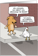 Funny birthday card: Dog and Chicken card