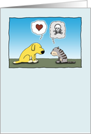 Love/romance: Dog and Cat card