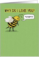 Funny love card: Bee Cuss card