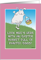 Funny Easter card: Bunny With Eggs card