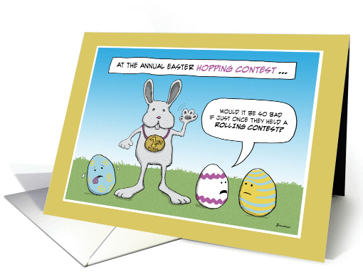 Funny Easter card: Hopping Contest card (393843)