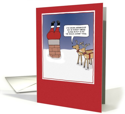 Funny Christmas card: Santa Stuck card (509808)