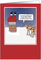 Funny Christmas card: Santa Stuck card