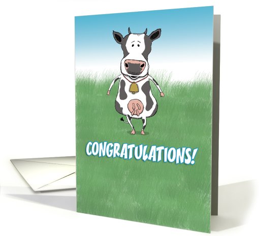 Funny Congratulations card: Cow in Field card (516089)