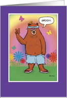 Funny birthday card: Hippie Bear Day card