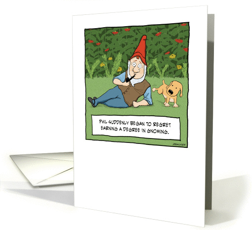 Funny Gnome and Dog birthday card (944637)