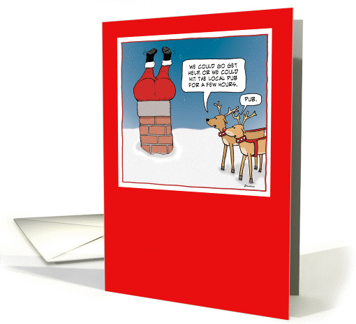 Funny Santa and Reindeer Christmas card (944640)