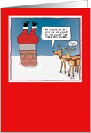 Funny Santa and Reindeer Christmas card