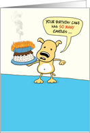 Funny dog and cake birthday card