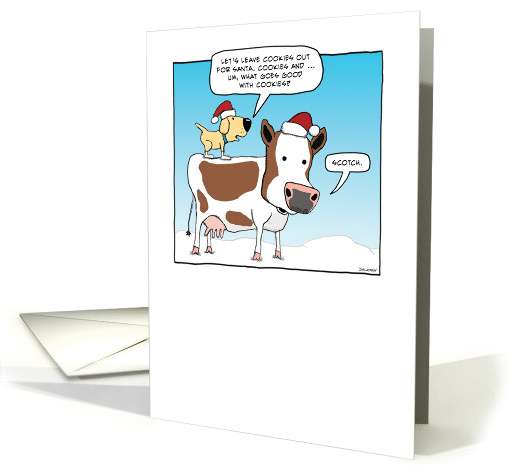Funny Cow and Dog Christmas card (954461)