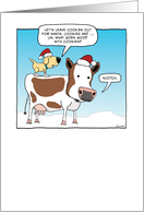 Funny Cow and Dog Christmas card