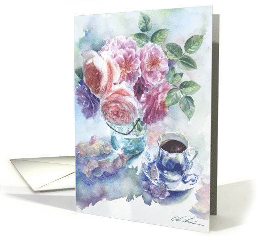 Watercolor Still Life Roses card (1555618)