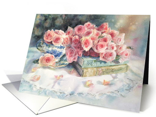 Watercolor Roses Painting Blank card (1607690)