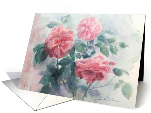 Watercolor Roses Painting Blank card (1608286)