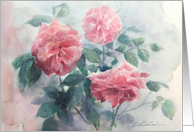 Watercolor Roses Painting Blank card