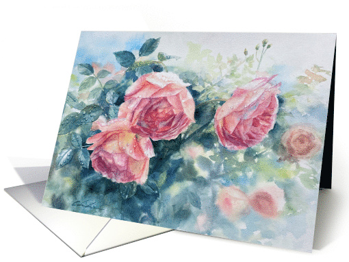 Watercolor Pink Rose Blank card (1616290)