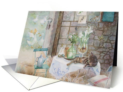 Watercolor Cat Painting Blank card (1616492)