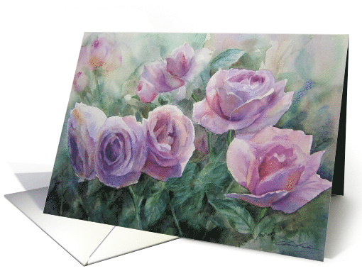 Watercolor Purple Rose Blank card (1618396)