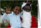African American Santa and Little Boy Sign Language I Love You card