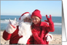 Santa and Little Girl in Red American Sign Language I Love You card