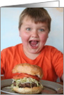 Congratulations! Boy with Big Hamburger card