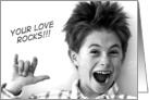 Sign Language Your Love Rocks!, Young Boy in Black and White card