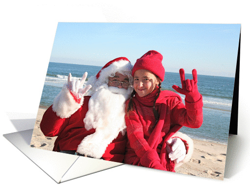 Santa and Little Girl in Red American Sign Language I Love You card