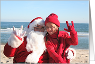 Santa and Little Girl in Red American Sign Language I Love You card