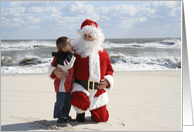 Boy Whispers to Santa card