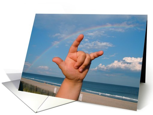 Mother's Day, Sign Language at the beach card (616104)