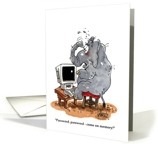 World Password Day Greeting Elephant at Computer card (1432612)